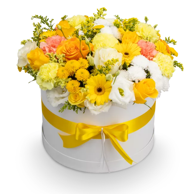 Box of yellow flowers